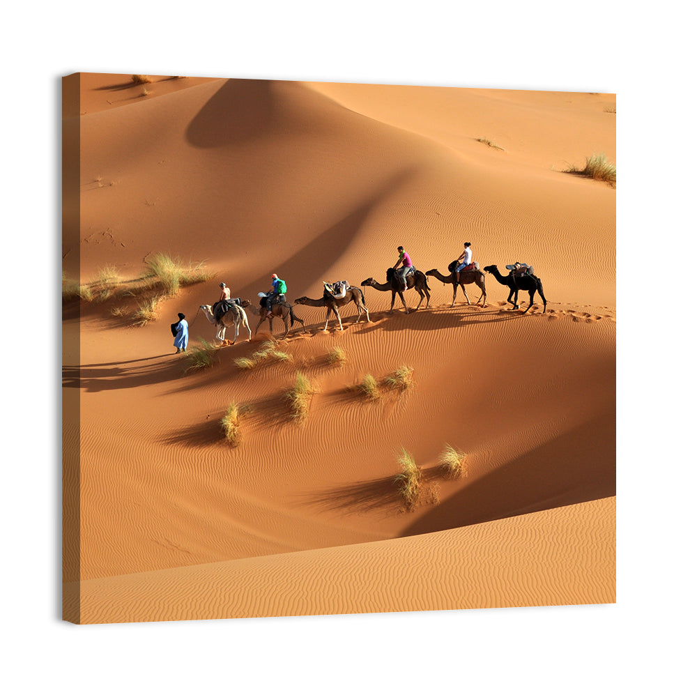 Morocco Sahara Caravan Wall Art, canvas print, square