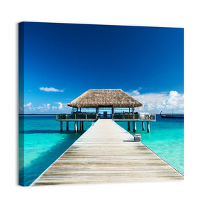 Beach With Jetty At Maldives Wall Art