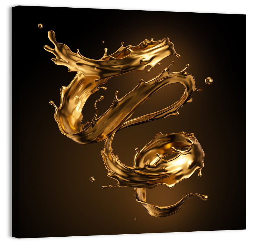 Liquid Spiral Gold Splash Wall Art