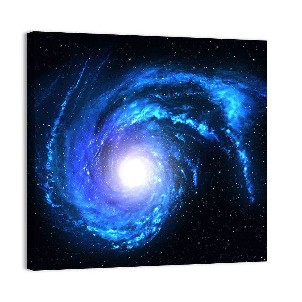 Glowing Blue Spiral Galaxy Wall Art