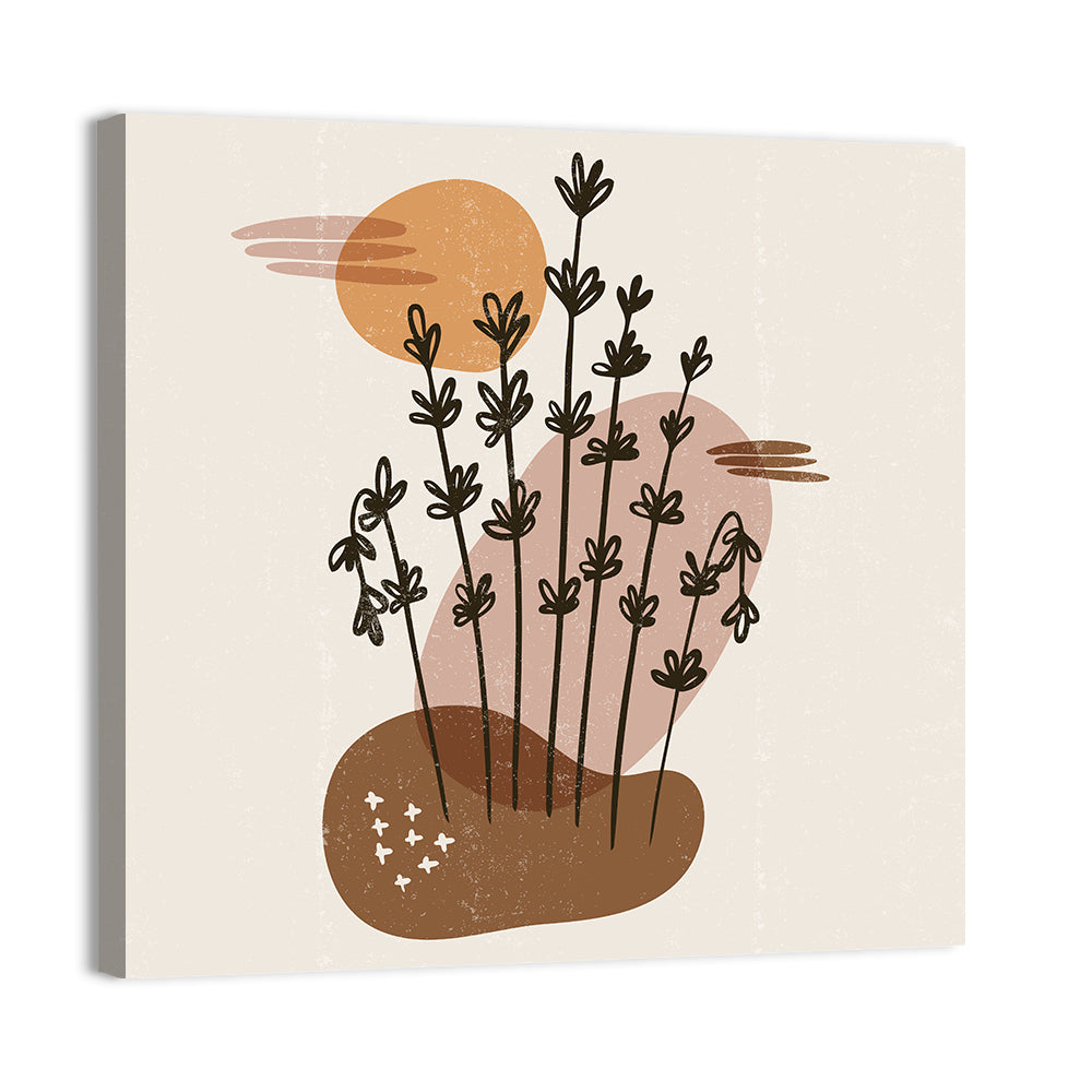 Lavender Botanical Minimalist Wall Art, canvas print, square