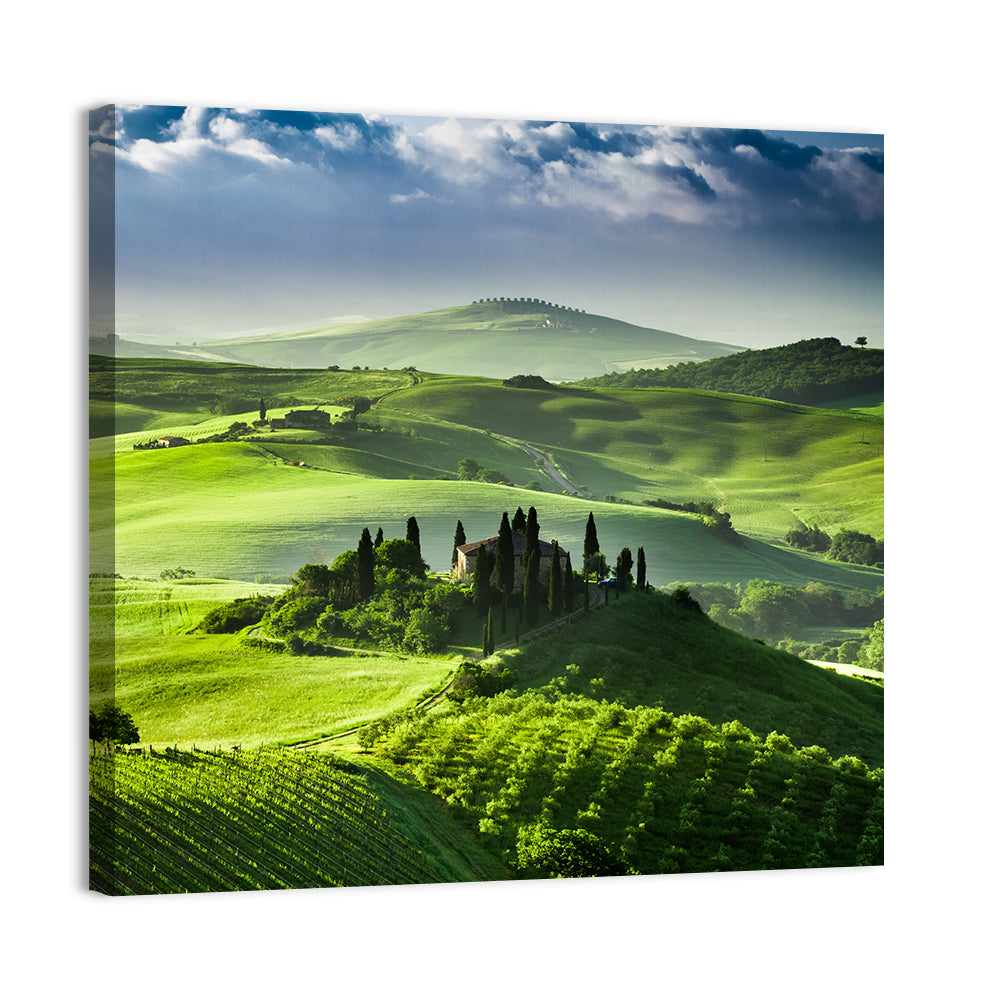 Sunrise Over San Quirico D Orcia Valley Wall Art