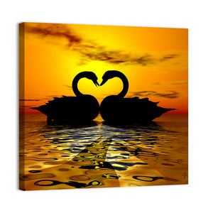 Swan Love Sunset Wall Art