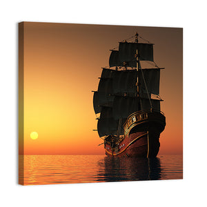 Sailing Ship In Evening Wall Art