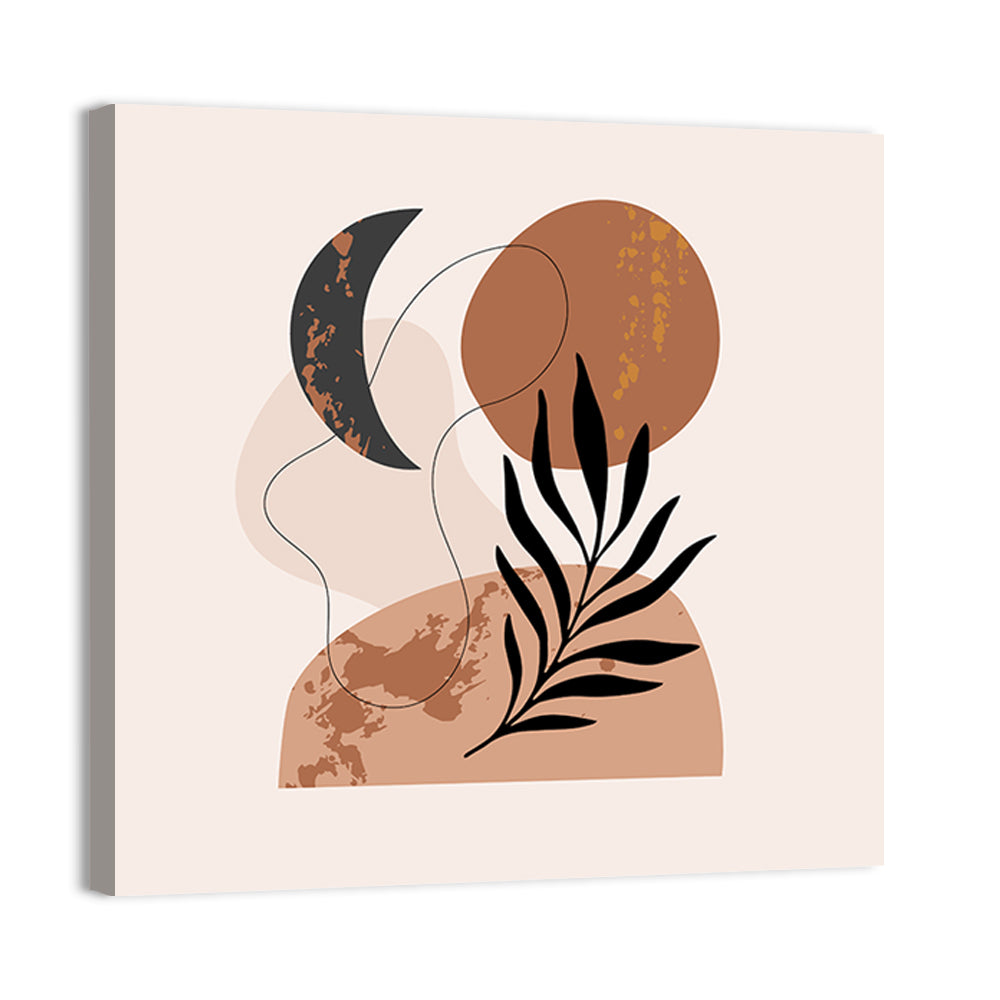 Crescent Moon Botanical Minimalist Wall Art, canvas print, square