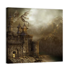 Dragon Perched on Castle Wall Art