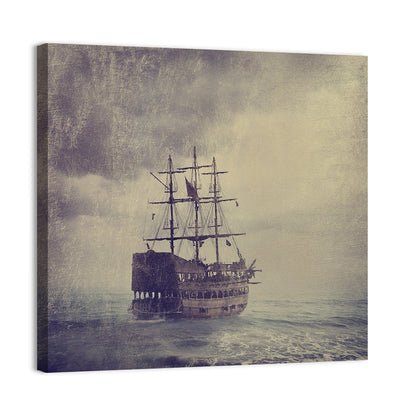 Old Pirate Ship In The Sea Wall Art