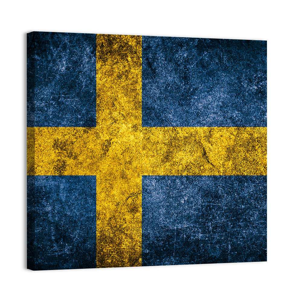 Grunge Sweden Flag Wall Art