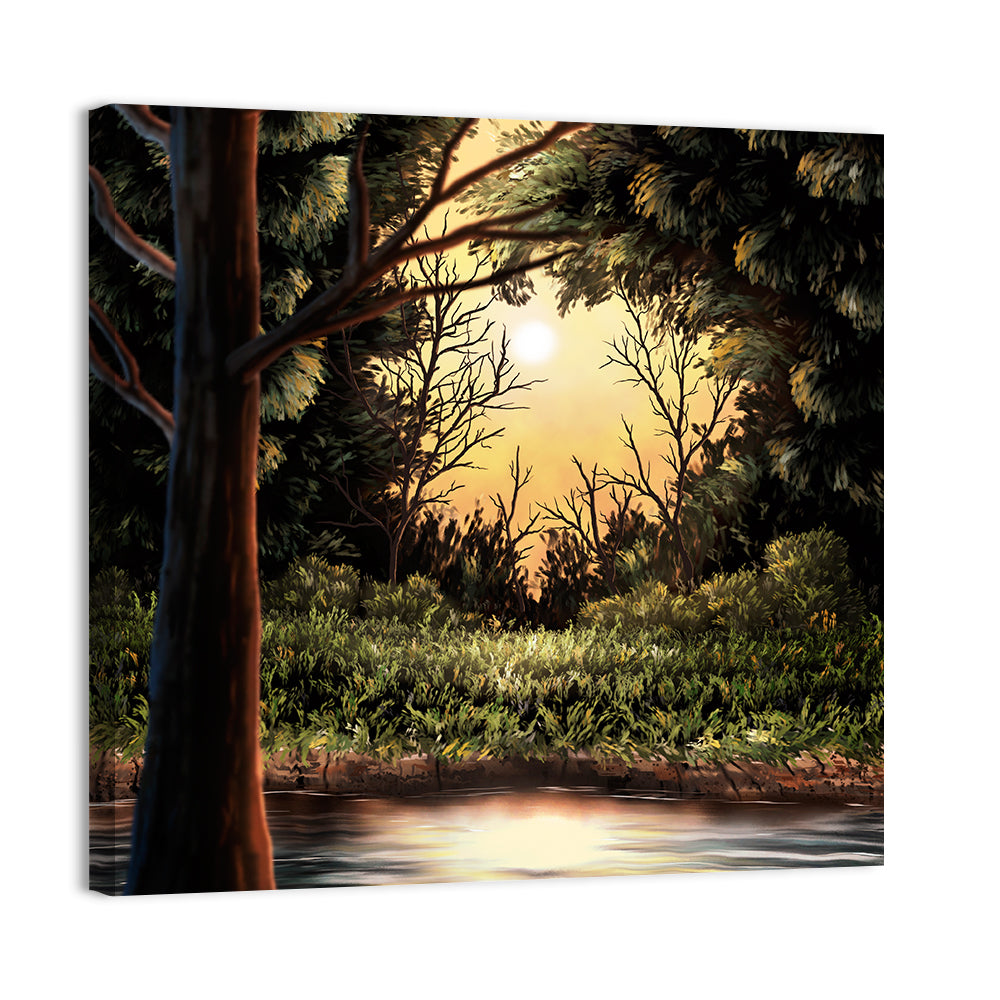 Golden Hour Lake in the Woods Wall Art