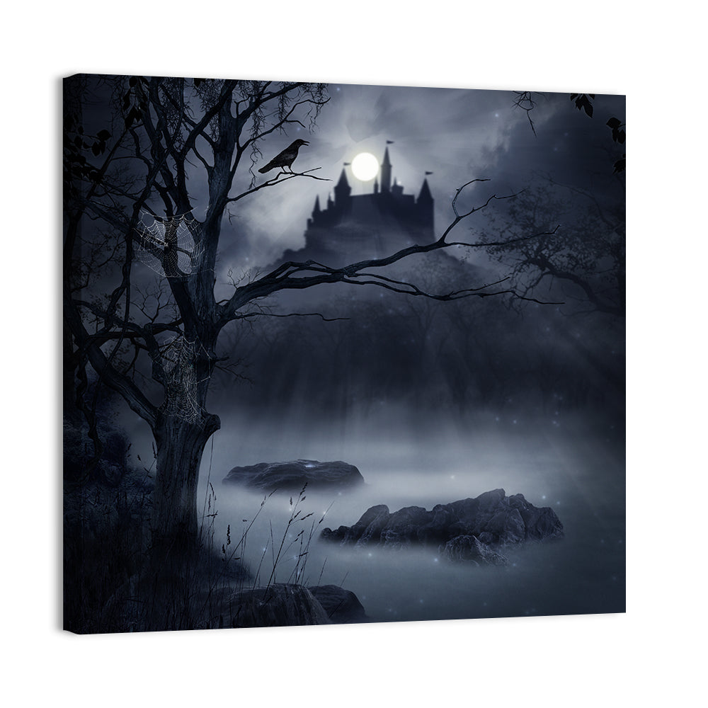 Moonlit Castle Over a Swamp Wall Art