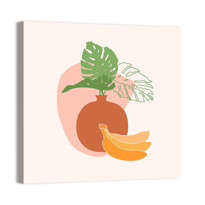 Monstera and Bananas Still Life Wall Art