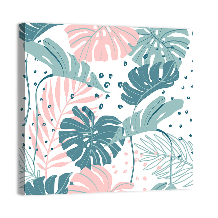 Minimal Tropical Leaf Pattern Wall Art as a canvas print