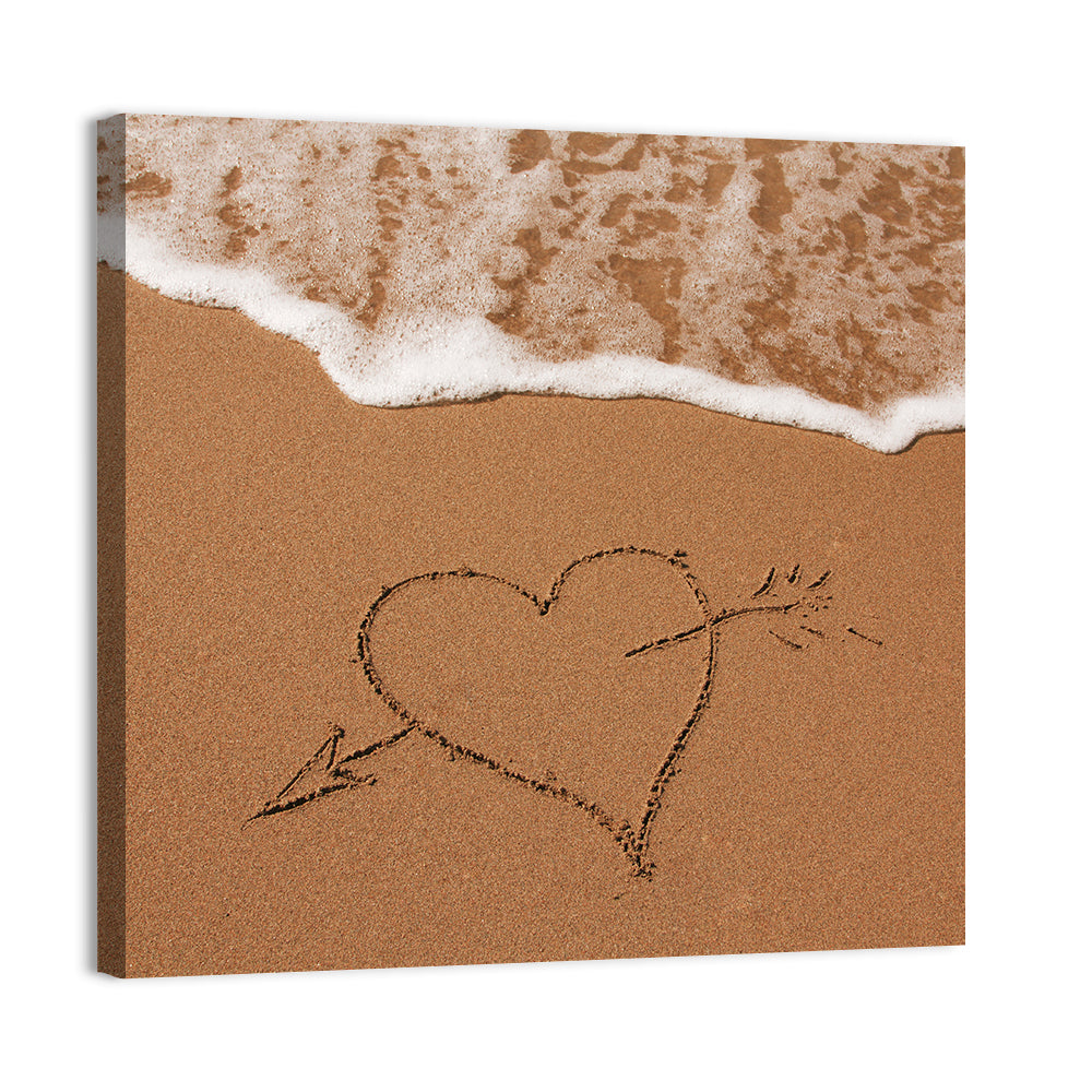 Heart in the Sand Wall Art, canvas print, square