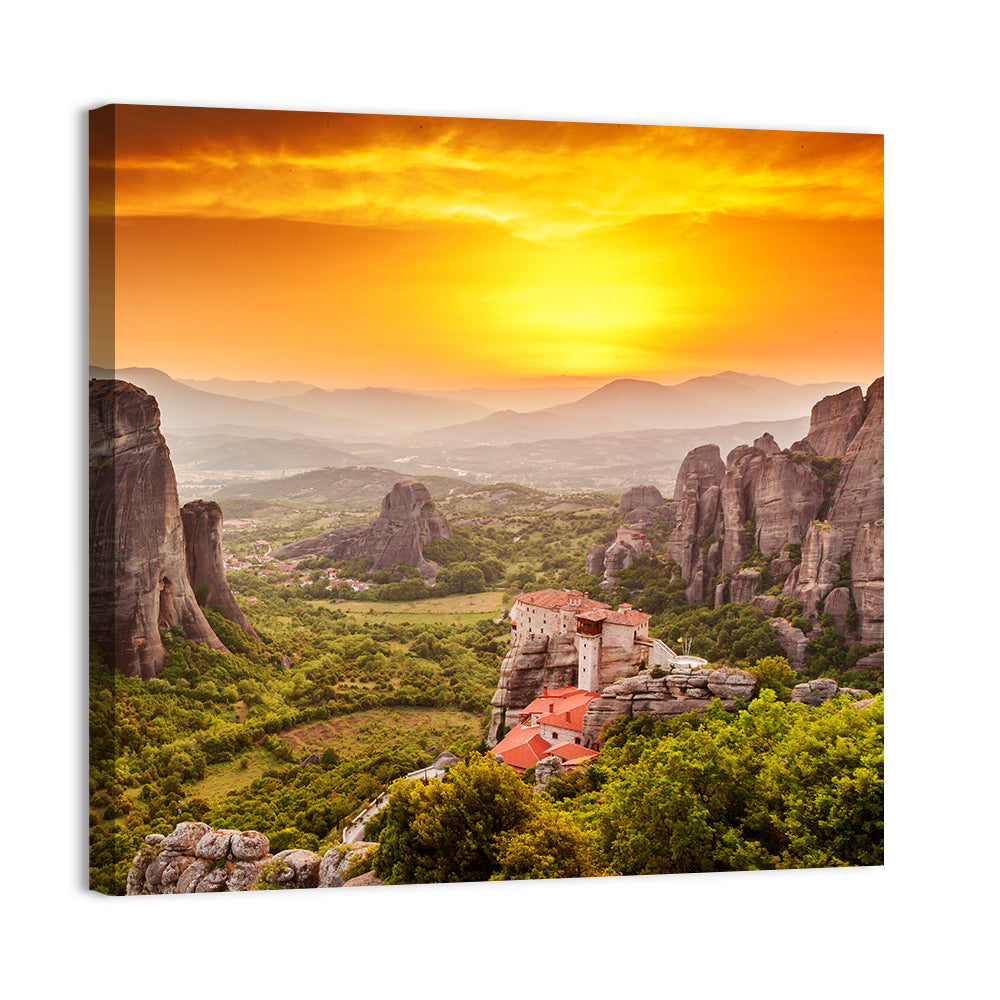 Roussanou Monastery Sunset, Meteora Wall Art