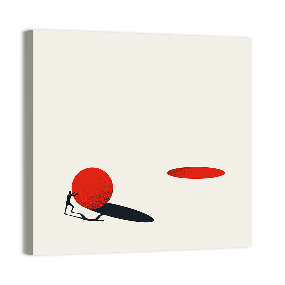 Man Pushing Sphere Wall Art
