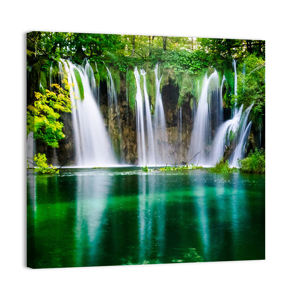 Plitvice Lakes Waterfalls Wall Art, canvas print, square