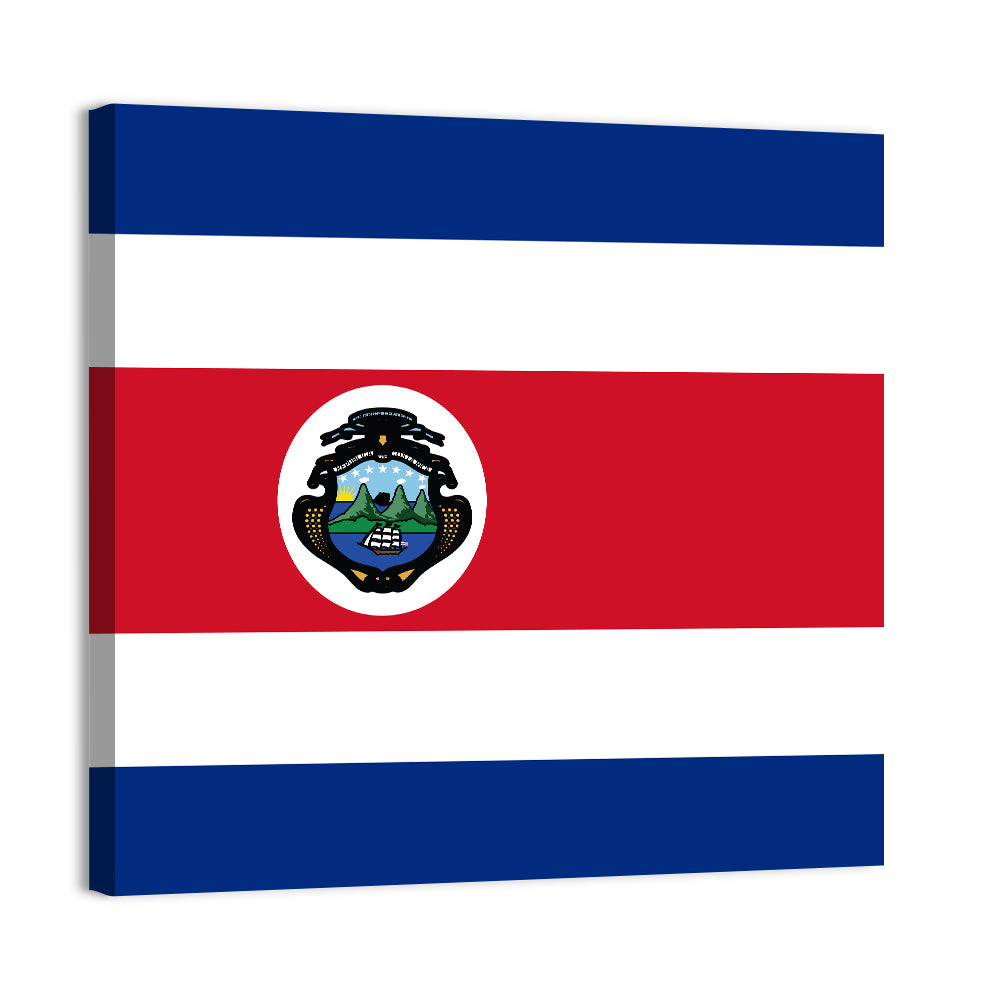 Costa Rica Flag with Coat of Arms Wall Art