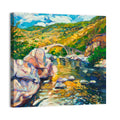 Arched Stone Bridge in Mountain River Wall Art