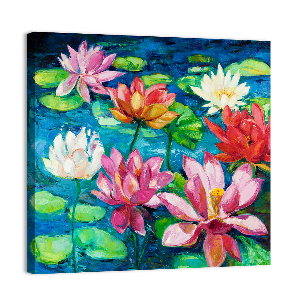 Overhead Lotus Pond Painting Wall Art