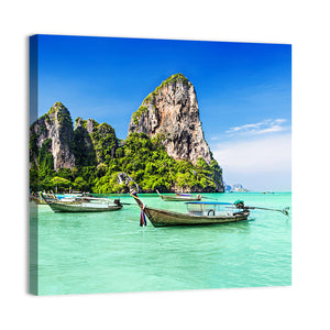 Longtale Boats At Thailand Beach Wall Art