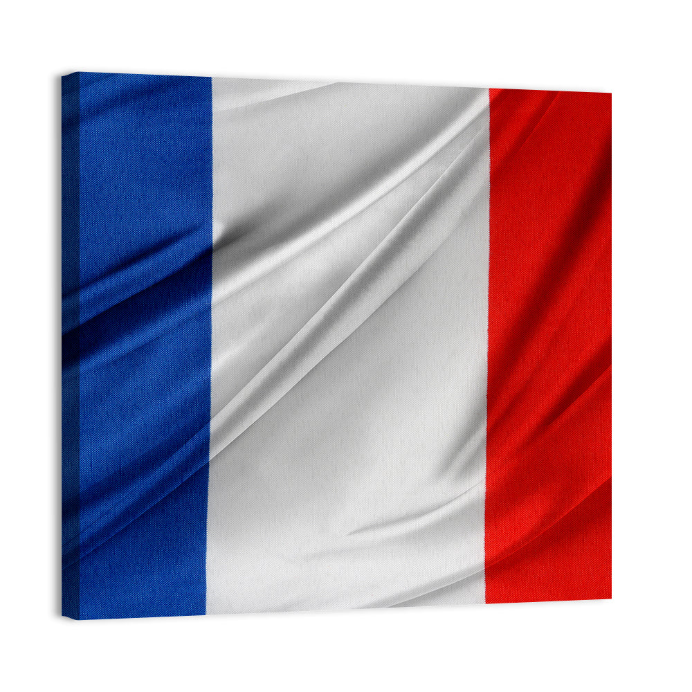 French Flag Tricolor with Folded Texture Wall Art