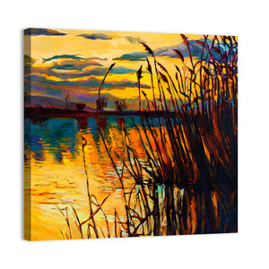 Lake On Sunset Wall Art