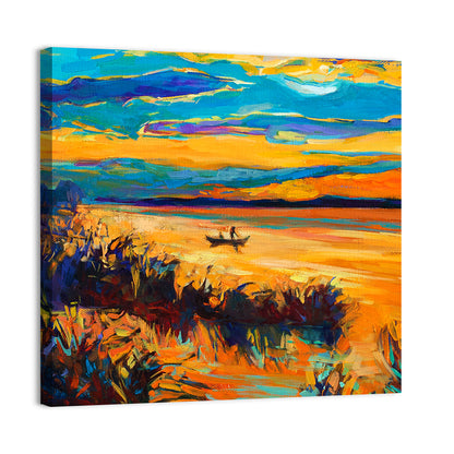 Boat In Lake Wall Art