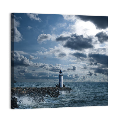 Lighthouse Under Storm Wall Art