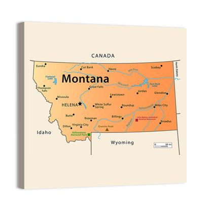 Montana Map Wall Art