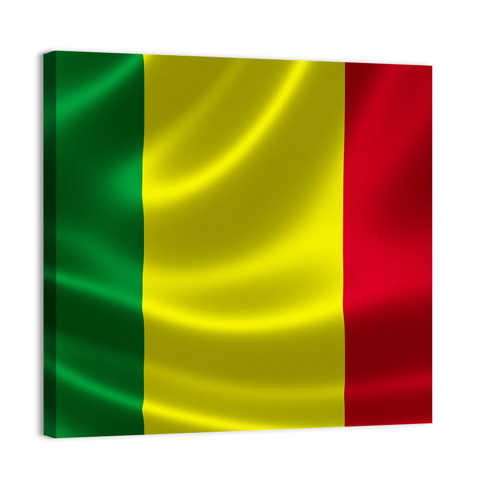 Mali Flag with Waving Fabric Texture Wall Art