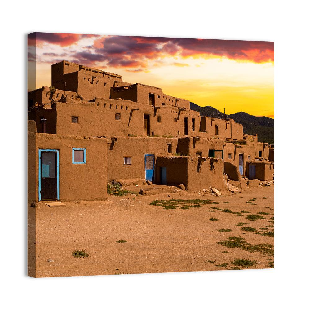 Taos Pueblo at Sunset Wall Art