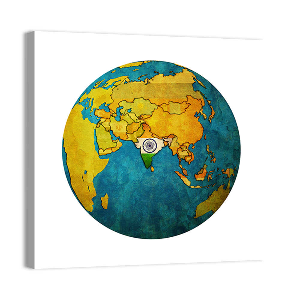India on Globe Wall Art