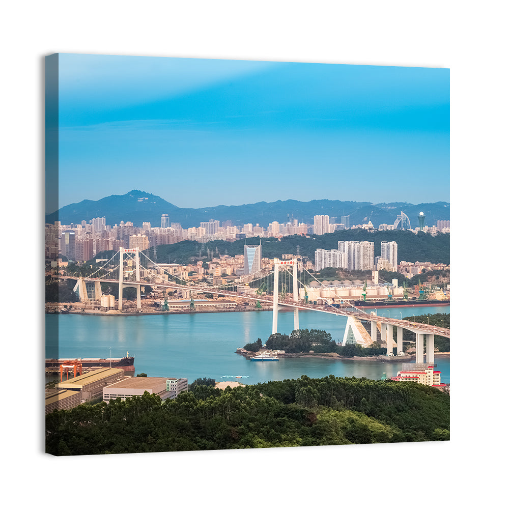 Haicang Suspension Bridge at Dusk Wall Art