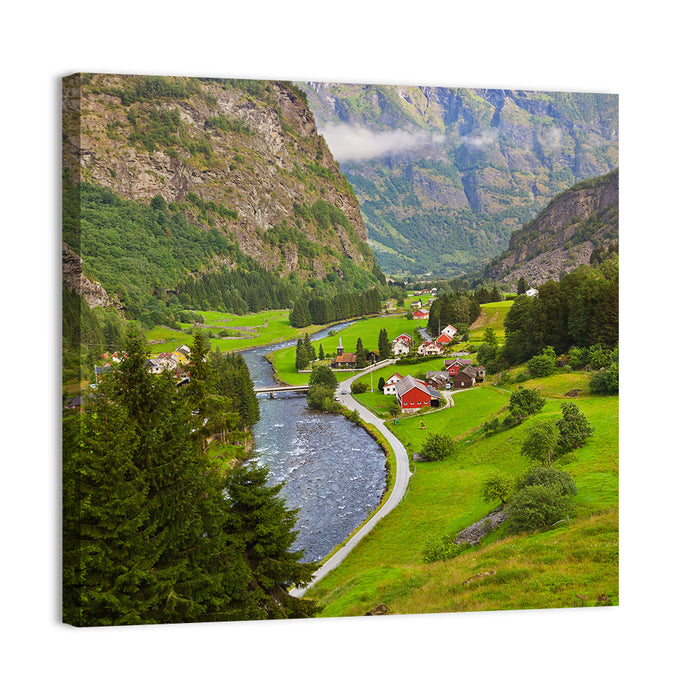 Flam Village Norway Wall Art as a canvas print