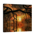 Lake Tree Silhouette at Golden Sunset Wall Art