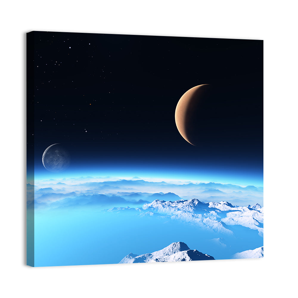 Ice Planet with Crescent Moon Wall Art