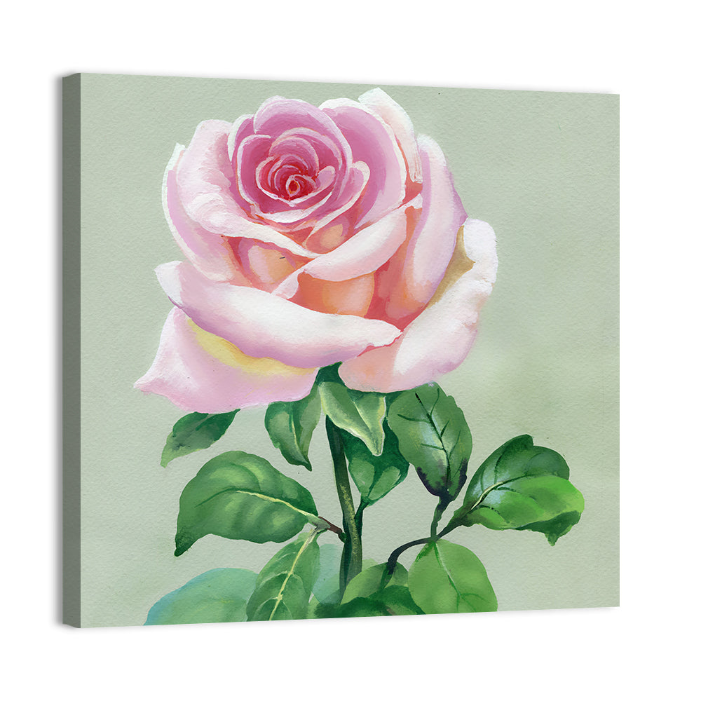 Pink Watercolor Rose Wall Art, canvas print, square