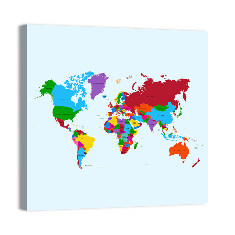 Minimalist Colorful World Map Wall Art