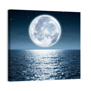 Full Moon Rising Over Ocean Wall Art