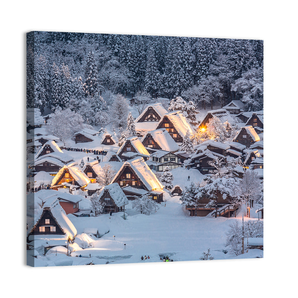 Shirakawa-go Lighted Village Wall Art