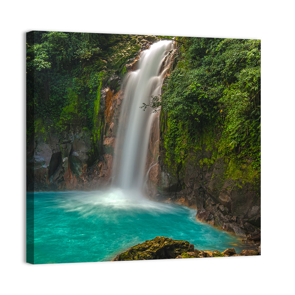 Rio Celeste Waterfall Wall Art, canvas print, square