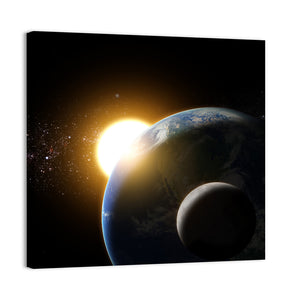 Sunrise To Earth & Moon Wall Art