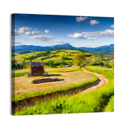 Summer Mountains Village Wall Art