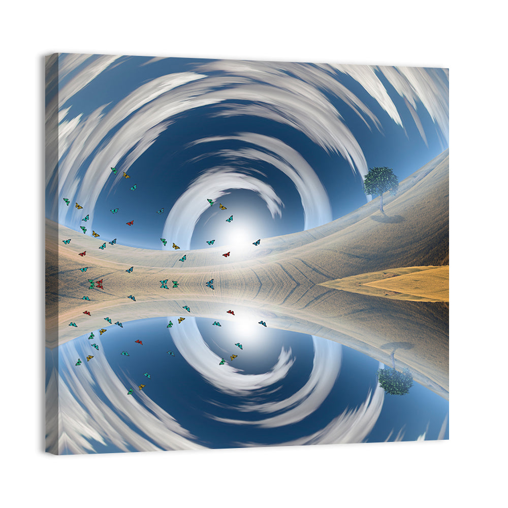 Swirling Sky Reflection Wall Art, canvas print, square