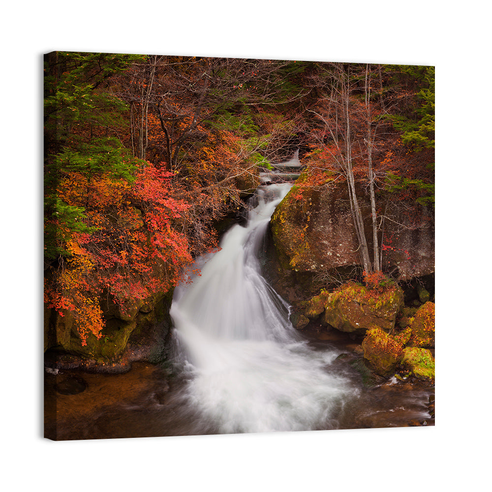Ryuzu Falls, Nikko Japan Wall Art, canvas print, square