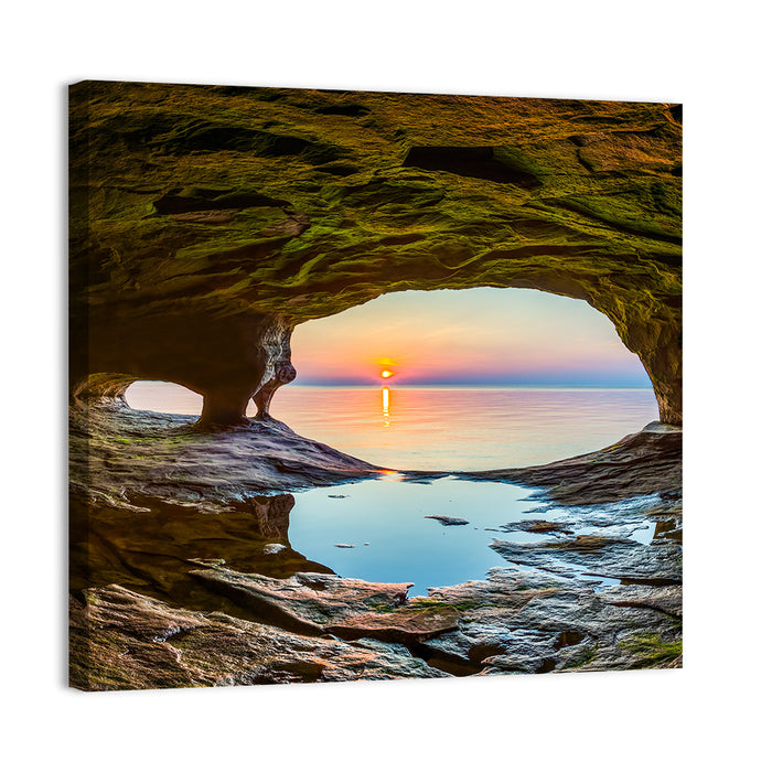 Chapel Rock Sunset, Lake Superior Wall Art as a canvas print