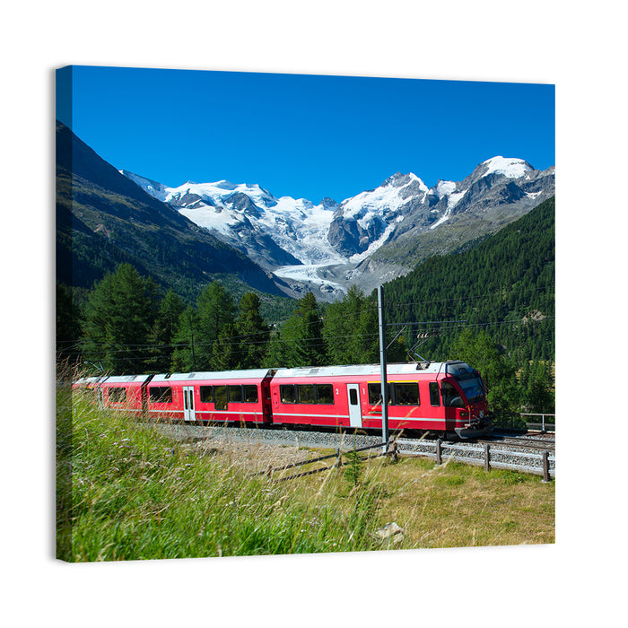 Bernina Express in Swiss Alps Wall Art as a canvas print
