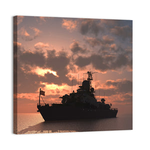 Military Ship In The Sea Wall Art