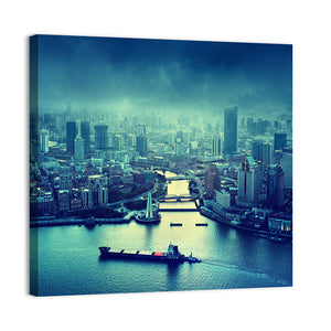 Skyline Of Shanghai At Sunset Wall Art