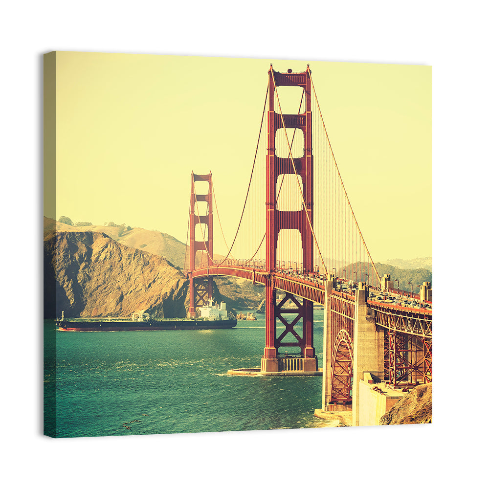 Golden Gate Bridge with Cargo Ship Wall Art